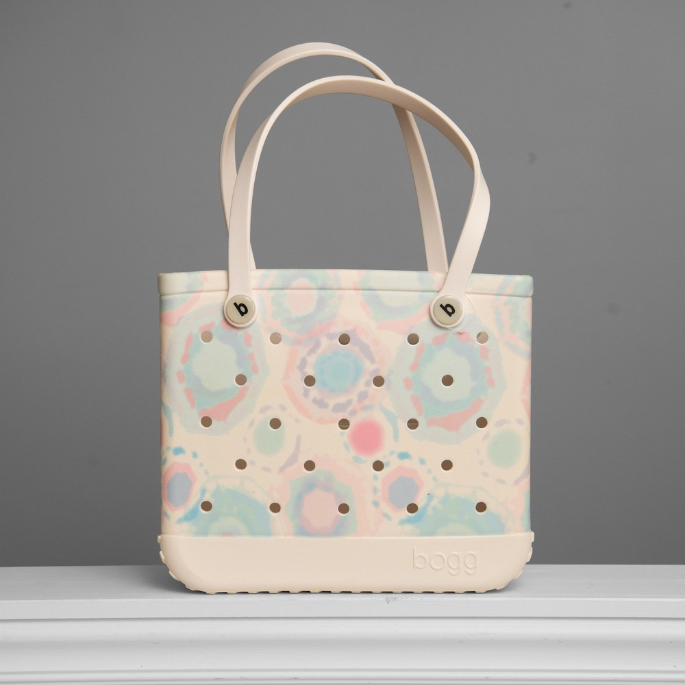 Bogg Bag Baby Bogg Tote Tie Dye Pastel Pink Blue Waterproof Pool Beach Bag HTF